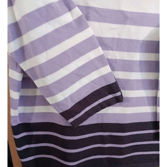 ALFRED DUNNER 2X Pullover Sweater Rhinestones Striped Purple White 3/4 Sleeve - Picture 4 of 6